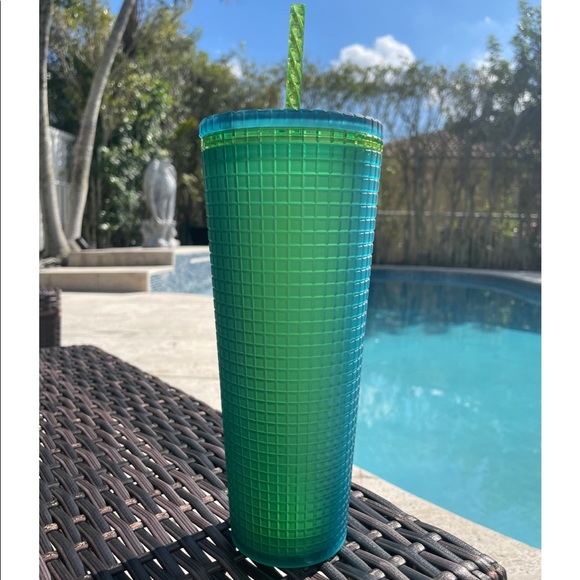 Starbucks 2022 Green Grid 24oz Tumbler Cold Cup Mountain Dew NEW RARE HTF - Picture 2 of 7